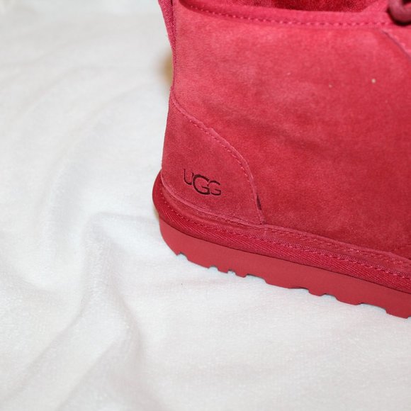 NIB UGG MEN\'S NEUMEL CHUKKA SUEDE SHEARLING LINED LACE UP ANKLE‎ BOOTS RED main image 8